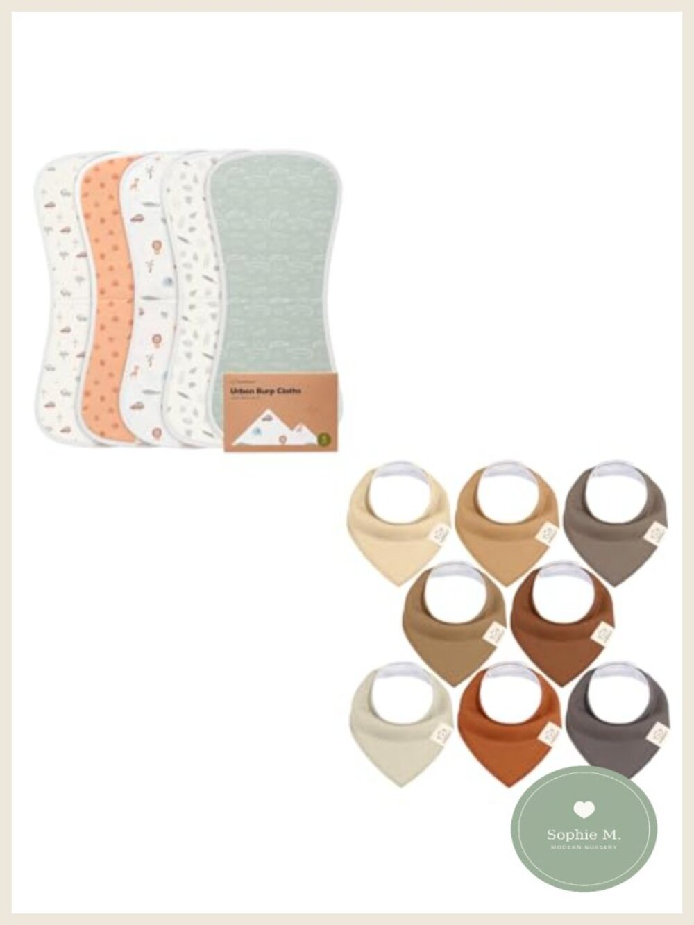 5-Pack Organic Cotton Burp Cloths & 8-Pack Bandana Drool Bibs Set